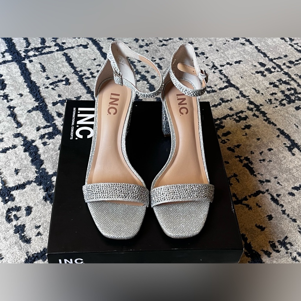 INC International Concepts Women's Glittering Silver Heels